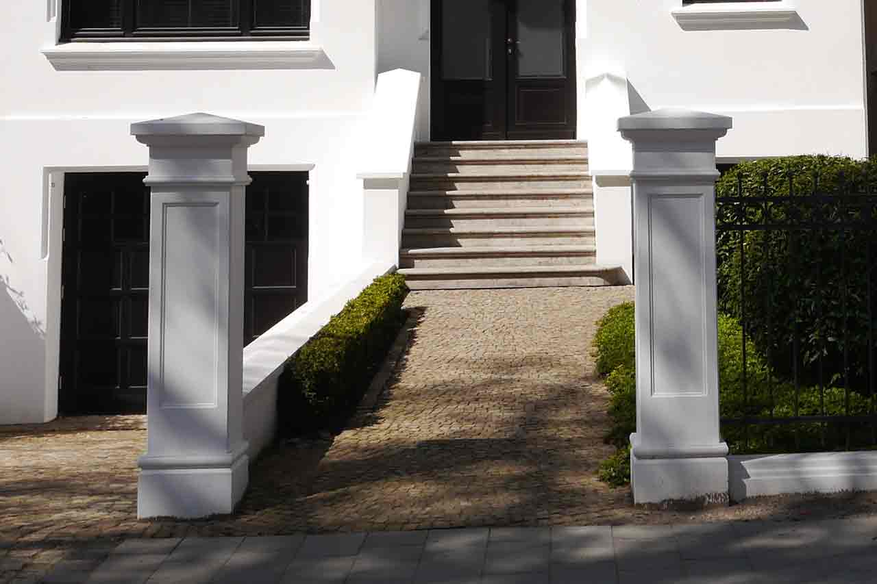 Beton Zaunpfeiler und Briefkastenpfeiler aus Betonwerkstein in Hamburg